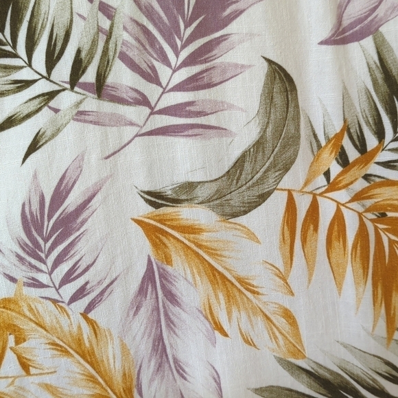 Orvis Tropical Leaf Printed Linen Blend Sleeveless V-neck Mini Dress White Small - Picture 7 of 12